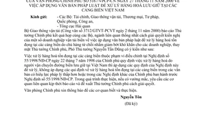 Công văn 5167/VPCP-CN áp dụng văn bản pháp luật để xử lý hàng hoá lưu giữ tại các cảng biển Việt Nam