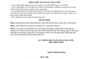 Quyết định 497/2000/QĐ-NHNN4  quy chế tiêu huỷ tiền in hỏng, giấy in tiền hỏng