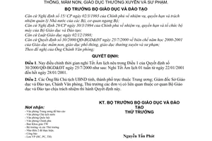 Quyết định 49/2000/QĐ-BGD&ĐT điều chỉnh thời gian nghỉ Tết Âm lịch Tân Tỵ của giáo dục phổ thông, mầm non, giáo dục thường xuyên và sư phạm