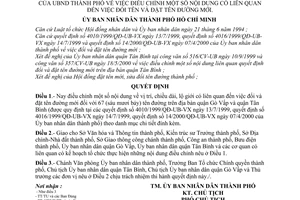 Quyết định 67/2000/QĐ-UB-VX  điều chỉnh nội dung liên quan đến đổi, đặt tên đường mới của 67 tên đường quận Gò Vấp,Tân Bình