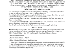 Quyết định 499/2000/QĐ-NHNN5 Quy chế tổ chức thực hiện kiểm toán độc lập các tổ chức tín dụng sửa đổi Quyết định 322/1999/QĐ-NHNN5