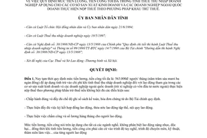 Quyết định 4522/2000/QĐ-UB tiền lương tối đa tính thuế thu nhập doanh nghiệp Bến Tre