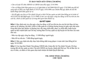 Quyết định 128/2000/QĐ-UB mức trợ cấp ngày công lao động hỗ trợ tiền ăn dân quân tự vệ Lâm Đồng