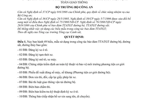 Quyết định 1093/2000/QĐ-BCA(C11)  biểu mẫu trong công tác bảo đảm trật tự an toàn giao thông