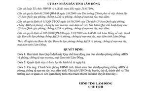 Quyết định 130/2000/QĐ-UB Ban chỉ đạo phòng chống AIDS tệ nạn ma túy mại dâm Lâm Đồng
