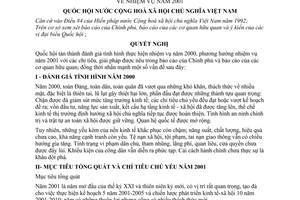 Nghị quyết 39/2000/NQ-QH10 nhiệm vụ năm 2001