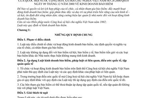 Luật Kinh doanh bảo hiểm 2000 24/2000/QH10