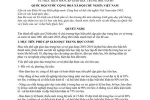 Nghị quyết 41/2000/NQ-QH10 thực hiện phổ cập giáo dục trung học cơ sở