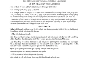 Quyết định 131/2000/QĐ-UB qui hoạch các lò giết mổ gia súc từ 2001 đến 2010 Lâm Đồng