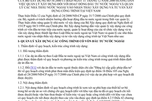 Thông tư 16/2000/TT-BXD hướng dẫn quản lý xây dựng hoạt động đầu tư nước ngoài và quản lý các nhà thầu nước ngoài vào nhận thầu tư vấn và xây dựng