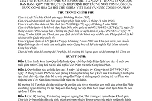 Quyết định 142/2000/QĐ-TTg  Quy chế thực hiện Hiệp định hợp tác về nuôi con giữa Việt Nam và  Pháp