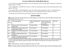 Quyết định 59/2000/QĐ-UBBT điều chỉnh tiền thuê đất doanh nghiệp có vốn đầu tư nước ngoài Bình Thuận