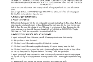 Thông tư 115/2000/TT-BTC thu tiền sử dụng đất hướng dẫn thi hành Nghị định 38/2000/NĐ-CP