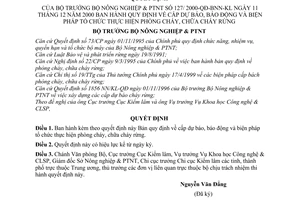 Quyết định 127/QĐ-BNN-KL cấp dự báo, báo động biện pháp tổ chức thực hiện phòng cháy, chữa cháy rừng