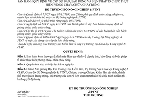 Quyết định 127/2000/QĐ-BNN-KL  cấp dự báo, báo động và biện pháp tổ chức thực hiện phòng cháy, chữa cháy rừng