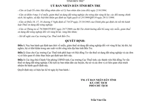 Quyết định 4714/QĐ-UB 2000 miễn giảm thuế sử dụng đất nông nghiệp vùng lũ lụt hộ đói nghèo Bến Tre