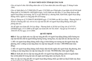 Quyết định 55/2000/QĐ-UB mức trợ cấp mai táng phí người hoạt động kháng chiến Quảng Nam