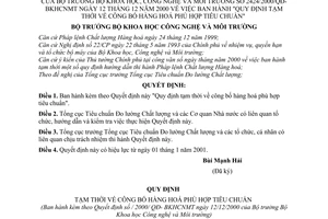 Quyết định 2424/2000/QĐ-BKHCNMT hàng hoá phù hợp tiêu chuẩn