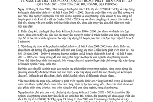 Chỉ thị 26/2000/CT-TTg nâng cao chất lượng xây dựng kế hoạch phát triển kinh tế - xã hội 5 năm 2001 -2005