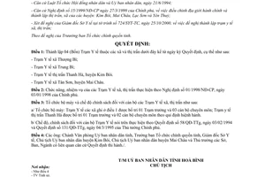 Quyết định 49/2000/QĐ-UB thành lập trạm y tế xã