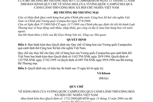 Quyết định 1732/2000/QĐ-BTM Quy chế  hàng hoá Campuchia quá cảnh Việt Nam