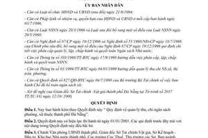 Quyết định 126/2000/QĐ-UB Quy định quản lý thu chi ngân sách
