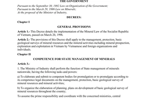 Decree of Government No. 76/2000/ND-CP of December 15, 2000 detailing the implementation of The Mineral Law (amended)