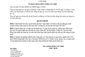 Quyết định 72/2000/QĐ-UB  thủ tục đăng ký kinh doanh đối với hợp tác xã