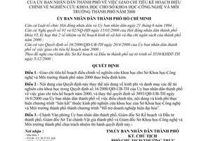 Quyết định 70/2000/QĐ-UB-DA chỉ tiêu kế hoạch điều chỉnh nghiên cứu khoa học cho Sở Khoa học-Công nghệ và Môi trường thành phố năm 2000
