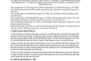 Thông tư 116/2000/TT-BTC  hướng dẫn chế độ quản lý sử dụng lệ phí  quản lý chất lượng, an toàn và vệ sinh thuỷ sản