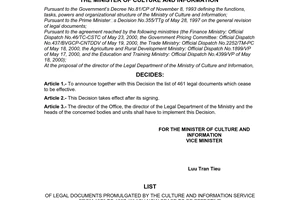 Decision No.34/2000/QD-BVHTT of December 20, 2000 announcing legal documents that cease to be effective