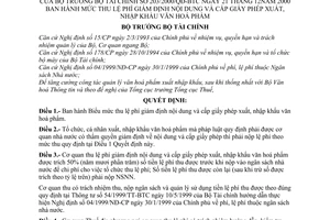 Quyết định 203/2000/QĐ-BTC mức thu lệ phí giám định nội dung cấp giấy phép xuất, nhập khẩu văn hoá phẩm