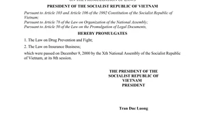 Order No.11/L-CTN of December 22, 2000 on the promulgation of Laws