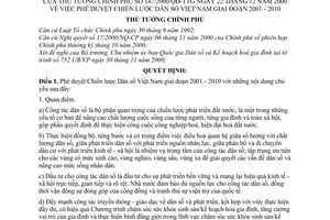 Quyết định 147/2000/QĐ-TTg phê duyệt Chiến lược Dân số Việt Nam giai đoạn 2001-2010