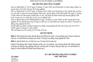 Quyết định 74/2000/QĐ-BCN phê duyệt Điều lệ tổ chức hoạt động Công ty Hợp tác đào tạo và xuất khẩu lao động