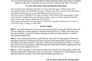 Quyết định 73/2000/QĐ-UB-CNN phân bổ hạn mức gỗ rừng tự nhiên trong nước làm hàng gỗ xuất khẩu thuộc chỉ tiêu năm 2000