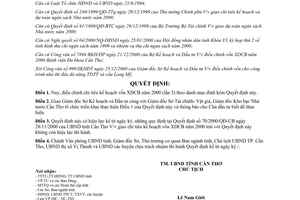 Quyết định 74/2000/QĐ-UB điều chỉnh chỉ tiêu kế hoạch vốn XDCB năm 2000