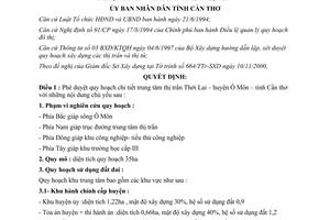 Quyết định 77/2000/QĐ-UB phê duyệt quy hoạch chi tiết thị trấn Thới Lai