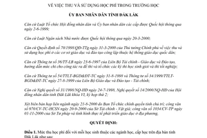 Quyết định 3719/2000/QĐ-UB thu sử dụng học phí trường học Đắk Lắk