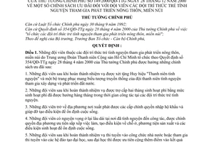 Quyết định 149/2000/QĐ-TTg chính sách ưu đãi đội viên  đội tri thức trẻ tình nguyện tham gia phát triển nông thôn, miền núi