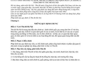 Pháp lệnh Thủ đô Hà Nội  2000 29/2000/PL-UBTVQH10