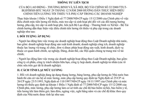 Thông tư liên tịch  32/2000/TTLT-BLĐTBXH-BTC  hướng dẫn thực hiện điều chỉnh tiền lương tối thiểu và phụ cấp trong các doanh nghiệp