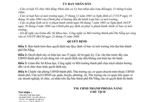 Quyết định 142/2000/QĐ-UB  bảo vệ môi trường