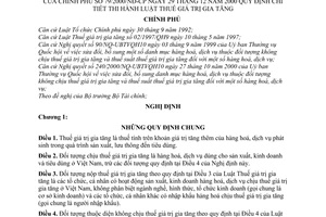 Nghị định 79/2000/NĐ-CP hướng dẫn thi hành Luật Thuế giá trị gia tăng