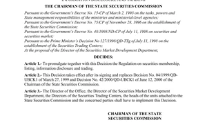 Decision No. 79/2000/QD-UBCK of December 29, 2000 promulgating the regulation on securities membership, listing, information disclosure and trading