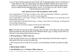 Quyết định 78/2000/QĐ-UBCK Quy chế tổ chức hoạt động công ty chứng khoán sửa đổi Quyết định 04/1998/QĐ-UBCK3