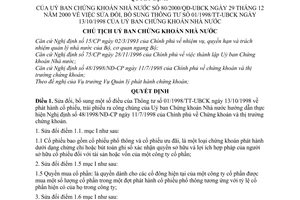 Quyết định 80/2000/QĐ-UBCK phát hành cổ phiếu, trái phiếu ra công chúng  sửa đổi Thông tư 01/1998/TT-UBCK