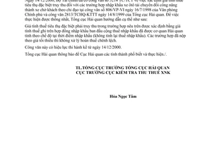 Công văn 6065/TCHQ-KTTT truy thu thuế tiêu thụ đặc biệt xe ô tô chuyển đổi công