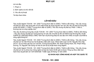 Tiêu chuẩn ngành TCN 68-191:2000 về tương thích điện từ (EMC) - thiết bị viễn thông – yêu cầu chung về phát xạ do Tổng cục trưởng Tổng cục Bưu điện ban hành
