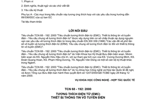 Tiêu chuẩn ngành TCN 68-192:2000 về tiêu chuẩn tương thích điện từ (EMC) - thiết bị thông tin vô tuyến điện - yêu cầu chung về tương thích điện từ do Tổng cục Bưu điện ban hành